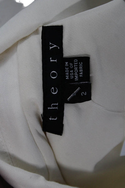 Theory Unisex Designer White Collared Blazer Button Closure Viscose Size 2