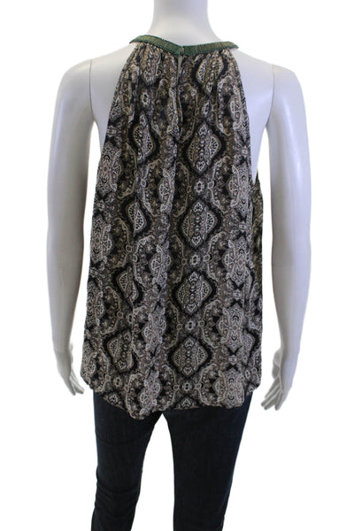 Joie Women Silk Paisley Bohemian Tank Beige Sleeveless Size S