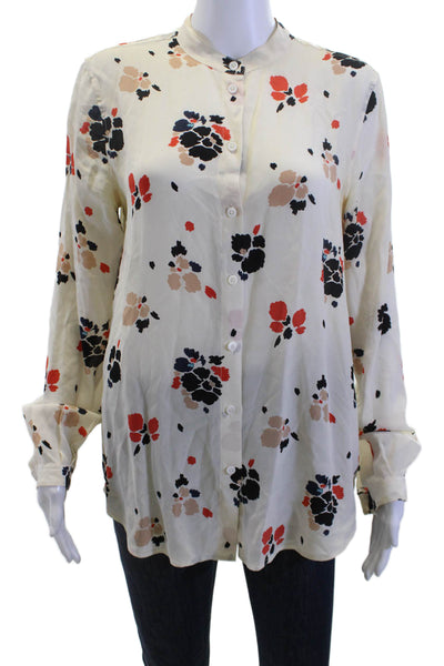 Equipment Femme Women Silk Floral High Neck Long Sleeve Button-Up Blouse Size S