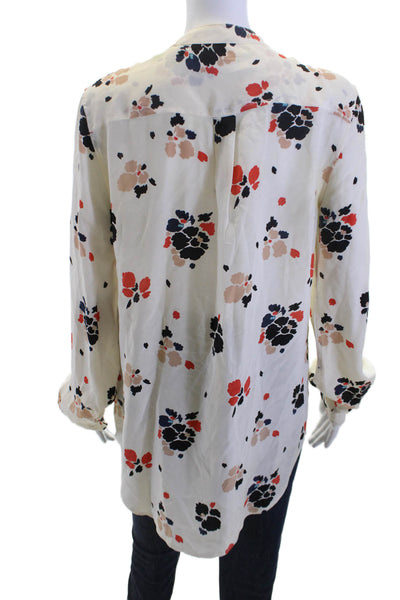 Equipment Femme Women Silk Floral High Neck Long Sleeve Button-Up Blouse Size S