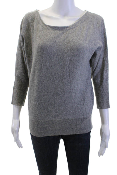 Milly Women Pullover Cashmere Sweater Gray 3/4 Sleeve Size S