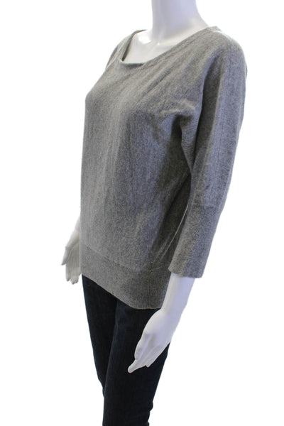 Milly Women Pullover Cashmere Sweater Gray 3/4 Sleeve Size S