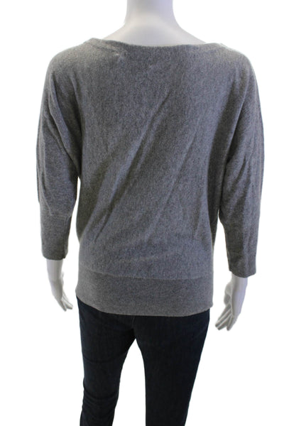 Milly Women Pullover Cashmere Sweater Gray 3/4 Sleeve Size S