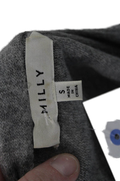 Milly Women Pullover Cashmere Sweater Gray 3/4 Sleeve Size S