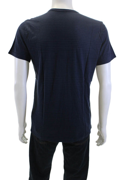 Splendid Mills Men Dark Blue Striped Crewneck T-Shirt Supima Size M