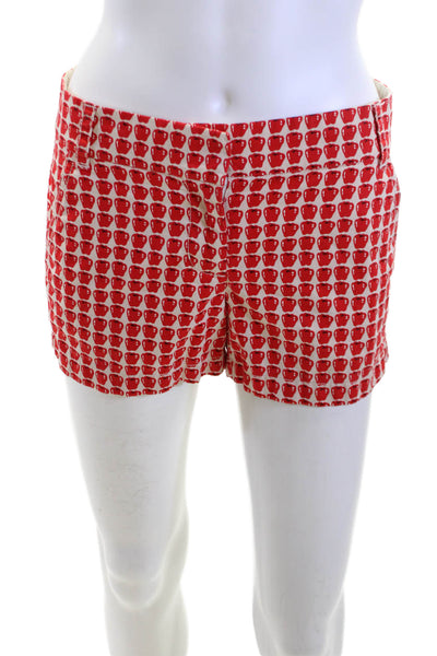 J Crew Unisex Red Chino Shorts 100% Cotton Graphic Cars Size 0