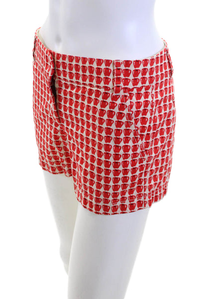 J Crew Unisex Red Chino Shorts 100% Cotton Graphic Cars Size 0