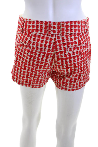 J Crew Unisex Red Chino Shorts 100% Cotton Graphic Cars Size 0