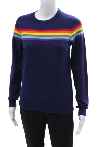 Madeleine Thompson Unisex Pullover Dark Blue Striped Crewneck Size XS