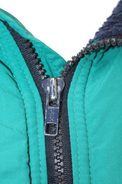 Lands End Women Windbreaker Green Zip Collared Nylon Long Sleeve Size L