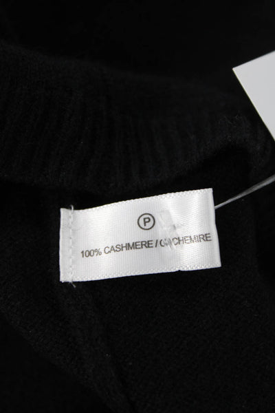 LT Women Black 100% Cashmere Striped Pullover Sweater Crewneck Size S