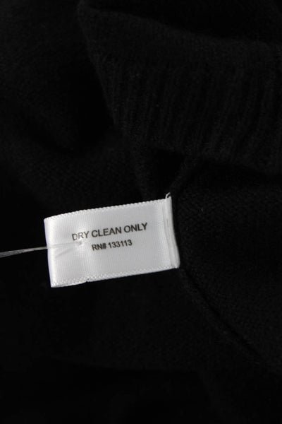 LT Women Black 100% Cashmere Striped Pullover Sweater Crewneck Size S