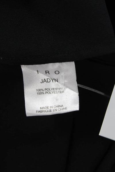 IRO Women Black 3/4 Sleeve Round Neck Blouse Button Polyester Size S