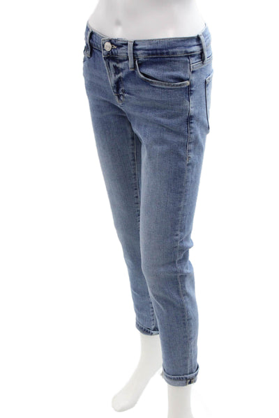 Frame Womens Boyfriend Straight Jeans Light Blue High Rise Button Size 25
