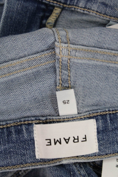 Frame Womens Boyfriend Straight Jeans Light Blue High Rise Button Size 25
