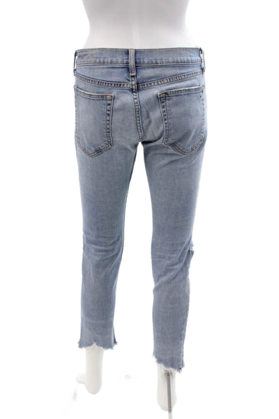 Rag & Bone Women Ankle Cropped Jeans Light Blue Mid Rise Size 24