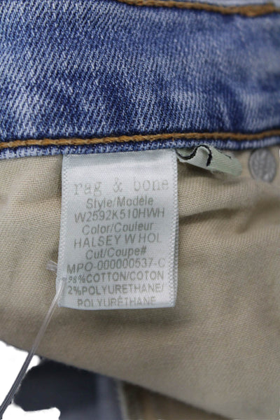Rag & Bone Women Ankle Cropped Jeans Light Blue Mid Rise Size 24