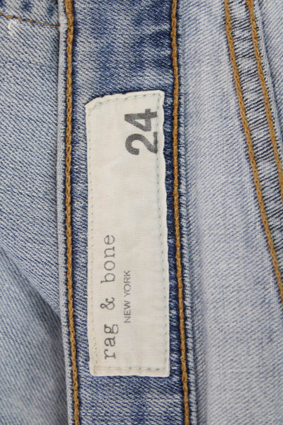 Rag & Bone Women Ankle Cropped Jeans Light Blue Mid Rise Size 24