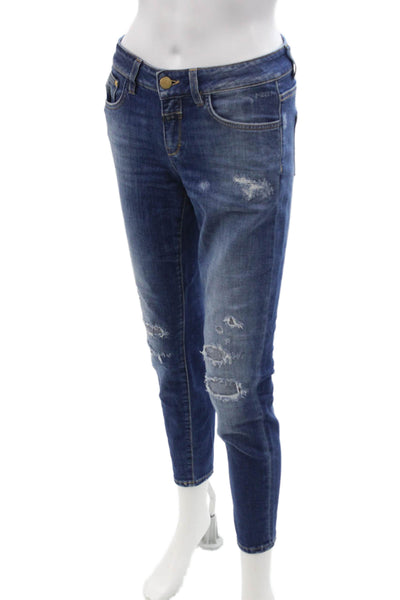 Closed Women Ankle Cropped Jeans Dark Blue Mid Rise Button Fly Size 25