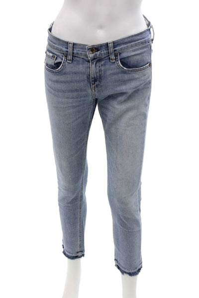 Rag & Bone Jean Women Ankle Cropped Skinny Jeans Light Blue Size 25