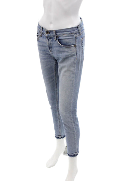 Rag & Bone Jean Women Ankle Cropped Skinny Jeans Light Blue Size 25
