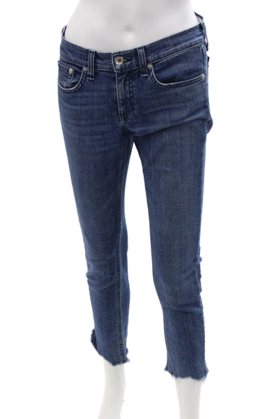 Rag & Bone Womens Skinny Cropped Ankle Jeans Dark Blue Size 24