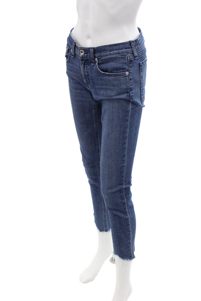 Rag & Bone Womens Skinny Cropped Ankle Jeans Dark Blue Size 24
