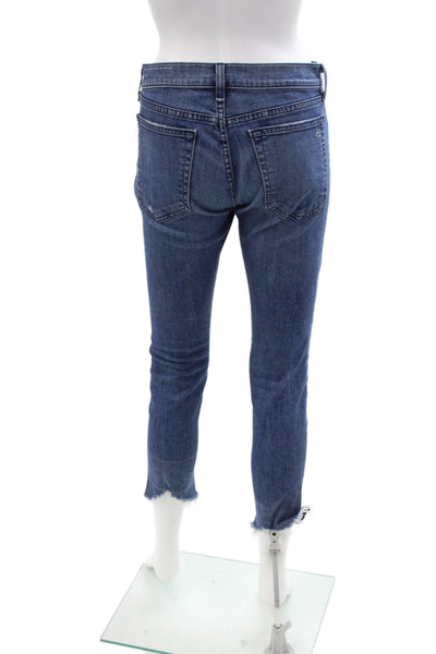 Rag & Bone Womens Skinny Cropped Ankle Jeans Dark Blue Size 24