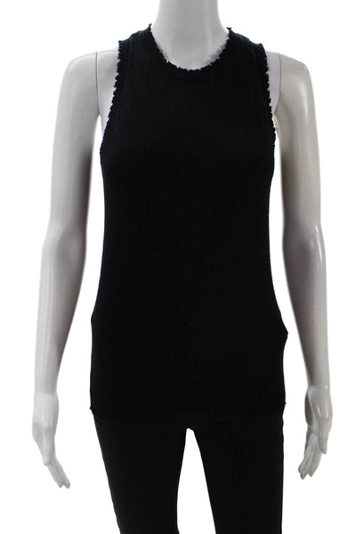 Minnie Rose Womens Basic Sleeveless Tank Black Crew Neck Size S