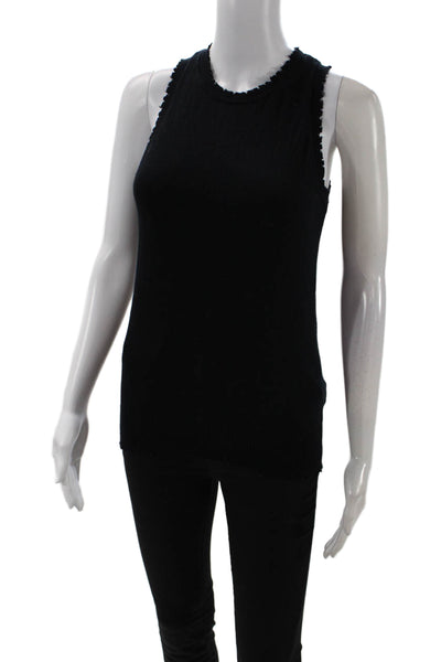 Minnie Rose Womens Basic Sleeveless Tank Black Crew Neck Size S
