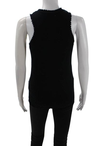 Minnie Rose Womens Basic Sleeveless Tank Black Crew Neck Size S
