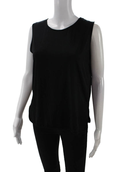 Uniqlo Womens Basic Jersey Tank Black Cotton Sleeveless Round Neck Size S