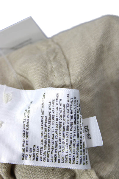 Uniqlo Women Beige 100% Linen Collared Button-Up Long Sleeve Top Size S