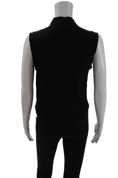 Amo Women Cropped Black Cotton V-Neck Tank Gothic Lace-Up Size S