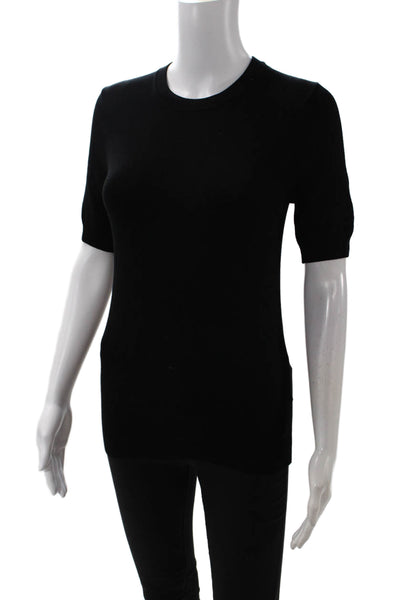 Zara Women Basic Black Crew Neck Short Sleeve T-Shirt Size S