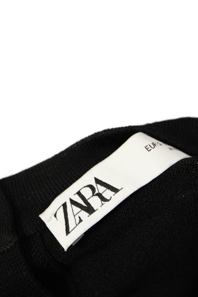 Zara Women Basic Black Crew Neck Short Sleeve T-Shirt Size S