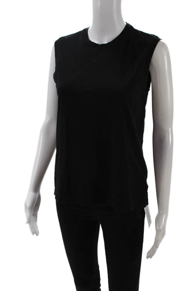 ATM Womens Basic Sleeveless Tank Black 100% Cotton Crew Neck Size S