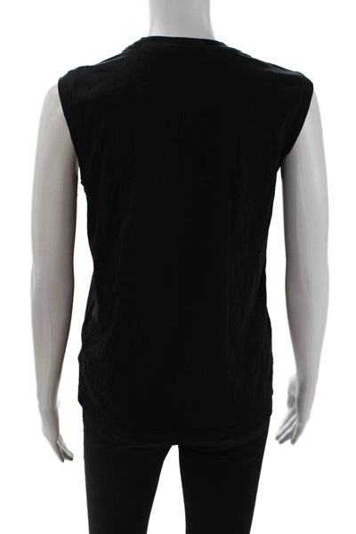 ATM Womens Basic Sleeveless Tank Black 100% Cotton Crew Neck Size S