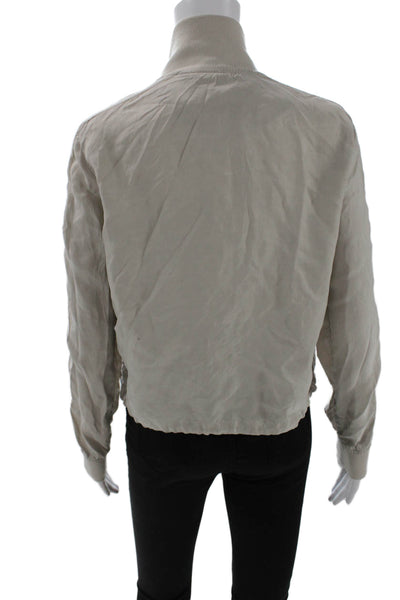 Marrakech Womens Bomber Jacket Beige High Neck Long Sleeve Size XS