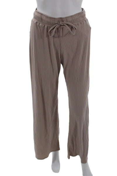 Splendid Women Beige Striped Linen Drawstring Sweatpants Bohemian Size S