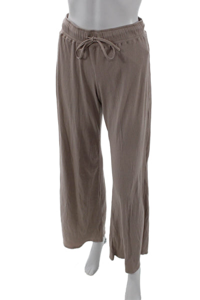 Splendid Women Beige Striped Linen Drawstring Sweatpants Bohemian Size S