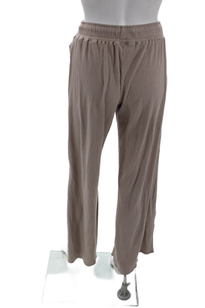 Splendid Women Beige Striped Linen Drawstring Sweatpants Bohemian Size S