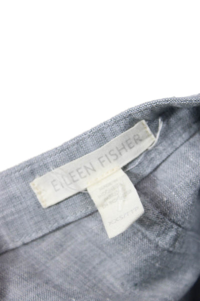 Eileen Fisher Women Shirt Dress Gray Organic Linen Long Sleeve Size 2XS