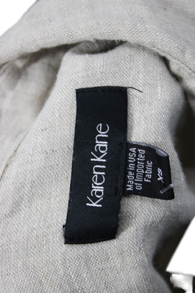 Karen Kane Women Beige Linen Collared Long Sleeve Shirt Dress Size XS