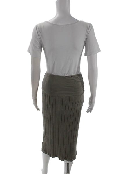 Standard James Perse Women Straight Pencil Skirt Gray Striped Linen Midi Size 1
