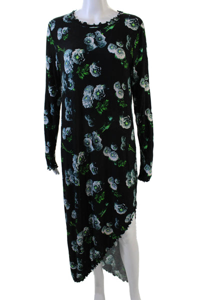 Jonathan Cohen Women Black Floral Maxi Sweater Dress Size 1X