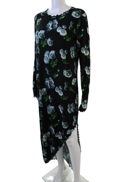 Jonathan Cohen Women Black Floral Maxi Sweater Dress Size 1X