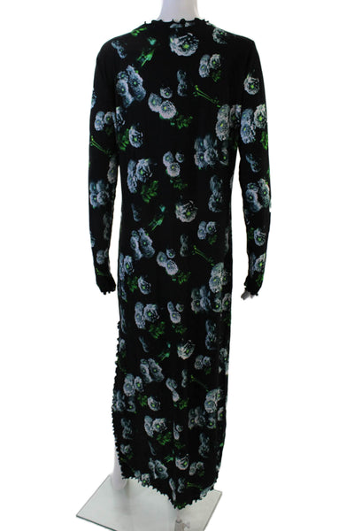 Jonathan Cohen Women Black Floral Maxi Sweater Dress Size 1X
