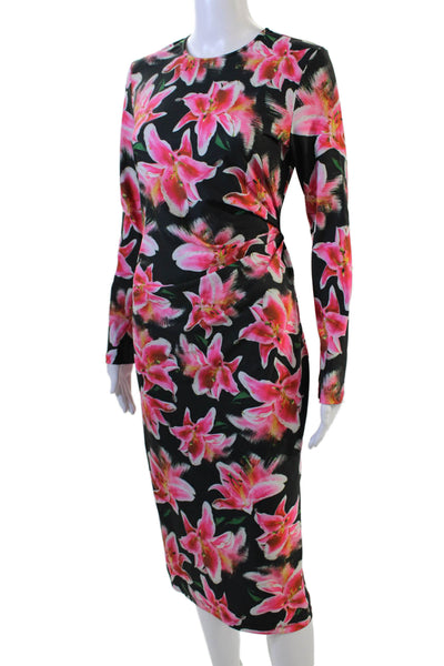 Jonathan Cohen, Women Black Floral Bodycon Sheath Dress Long Sleeve Size S
