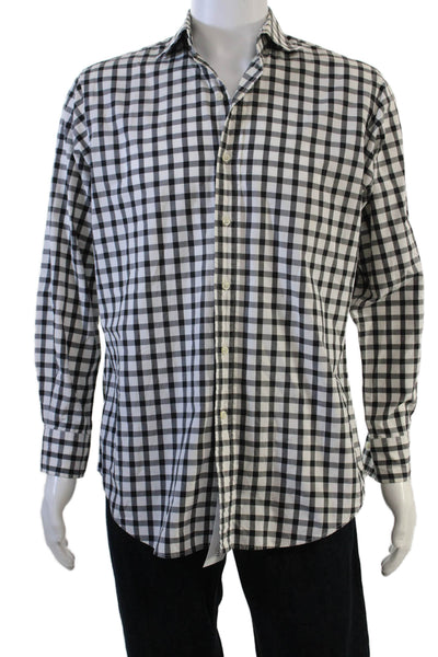 Polo Ralph Lauren Mens Button-Down Check Cotton Dress Shirt Black Size 15.5